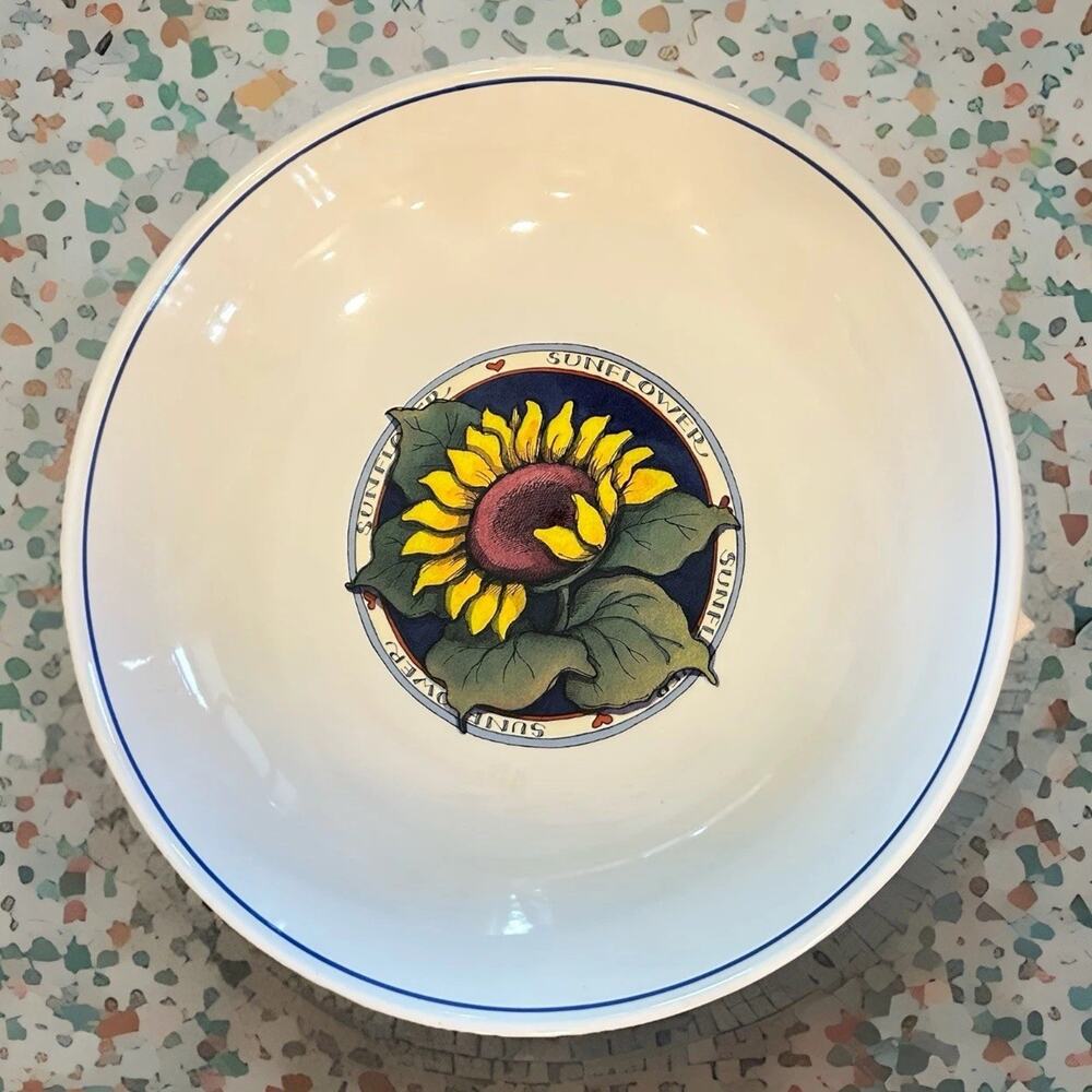 Susan Winget Sunflower Large Pasta Serving Bowl Portugal Cottagecore